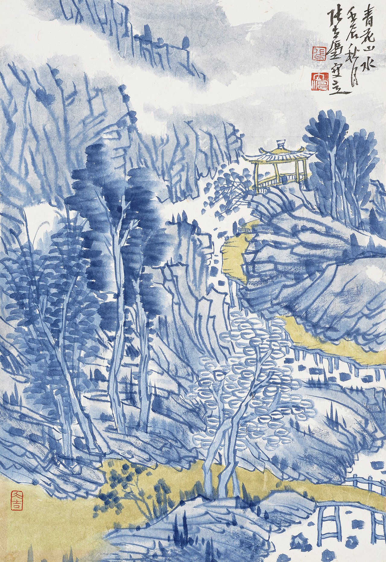 中国美术家协会会员张立涛青花山水画欣赏