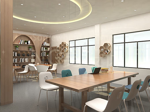 老干部阅览室设计3D效果图