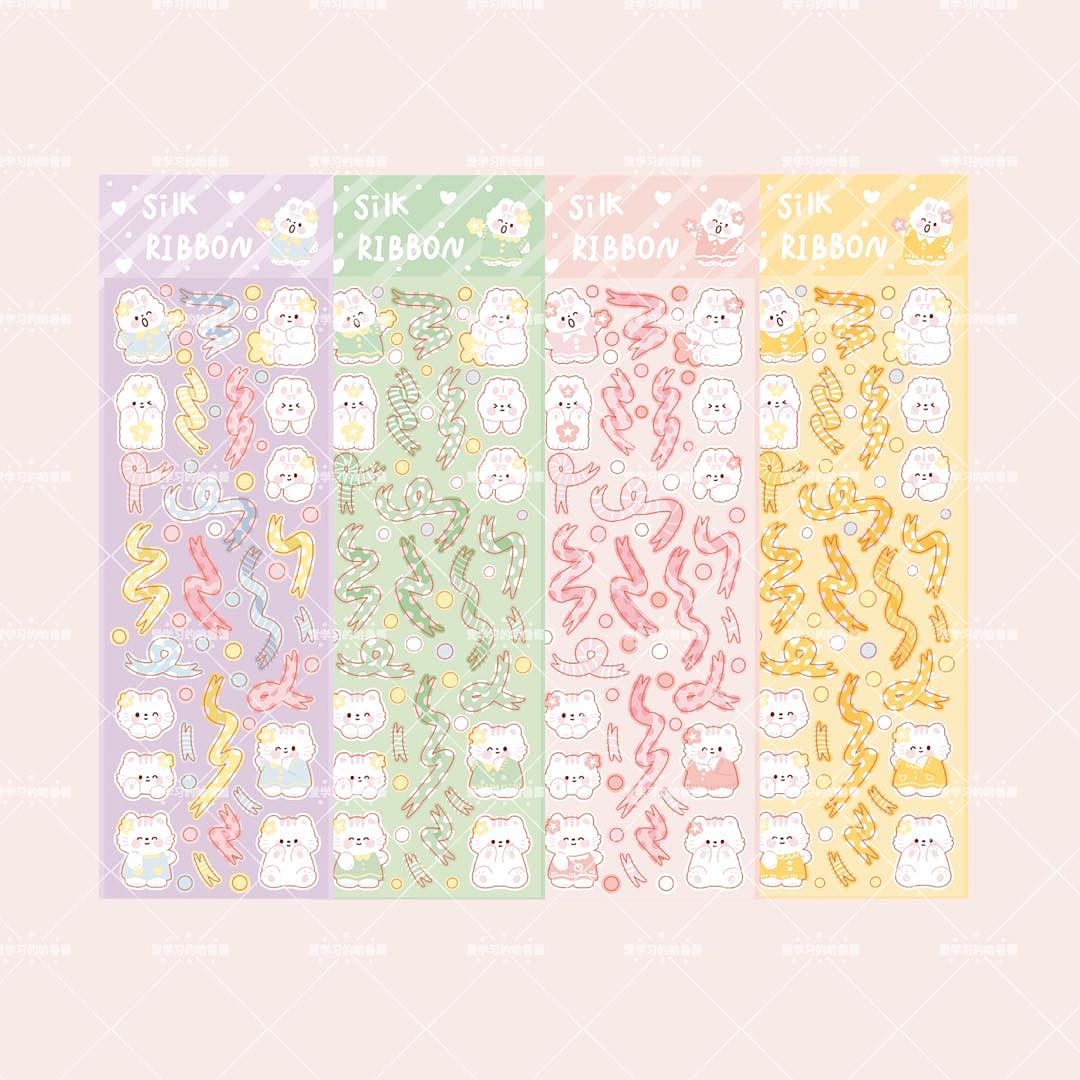 咕卡贴纸|丝带兔兔（图ZMzA3NTAyNDQw） - 商业插画 - 站酷设计师爱学习的哈鲁酱原创素材 - 站酷ZCOOL