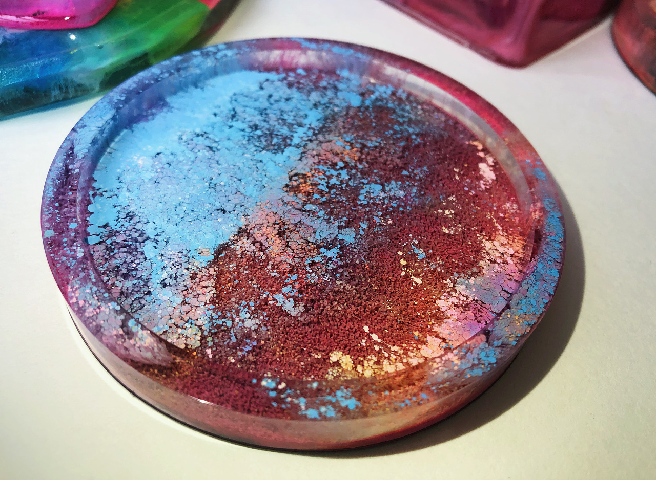 树脂手工作品·杯垫·手机之间·烟灰缸|手工艺|工艺品设计|比较低的