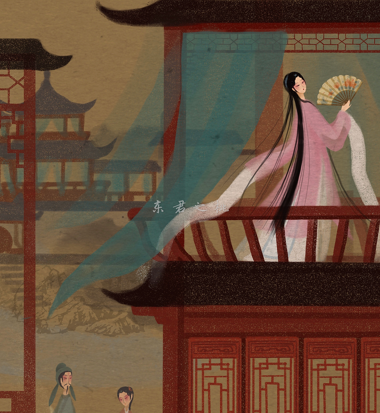 桃花扇昆曲名剧插画系列书籍封面插画设计