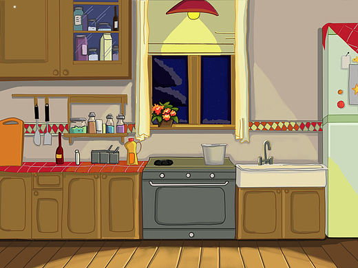 厨房-练习（个人主页-ZMjcwMDM5Mg==） - 单幅漫画 - 站酷设计师七七酱_Qiqi原创素材 - 站酷ZCOOL