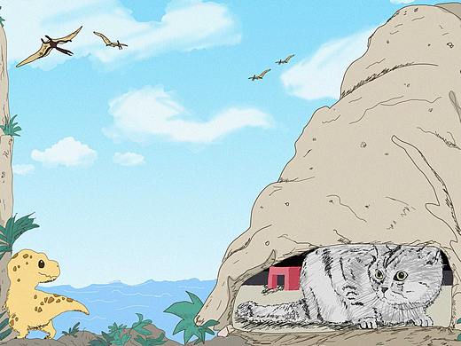小猫（穿越侏罗纪时代）插画