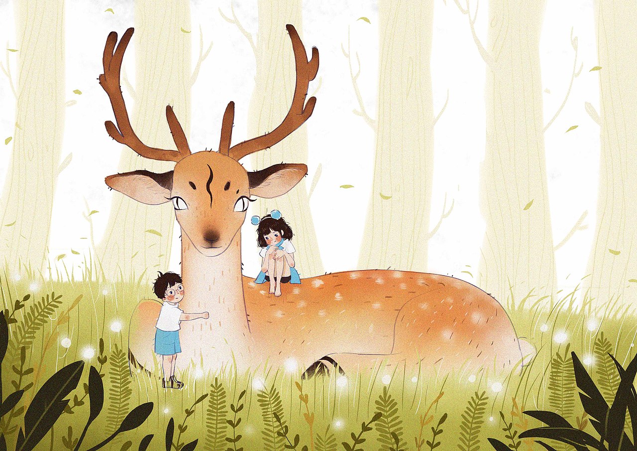 麋鹿（图ZMTYwMjc4NzIw） - 儿童插画 - 站酷设计师画画的波音747原创素材 - 站酷ZCOOL