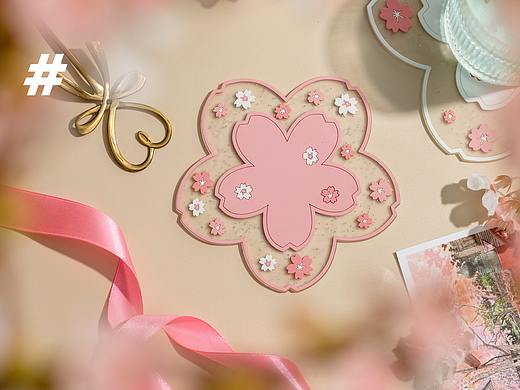 电商产品拍摄 简约可爱粉色餐垫 杯垫硅胶塑料