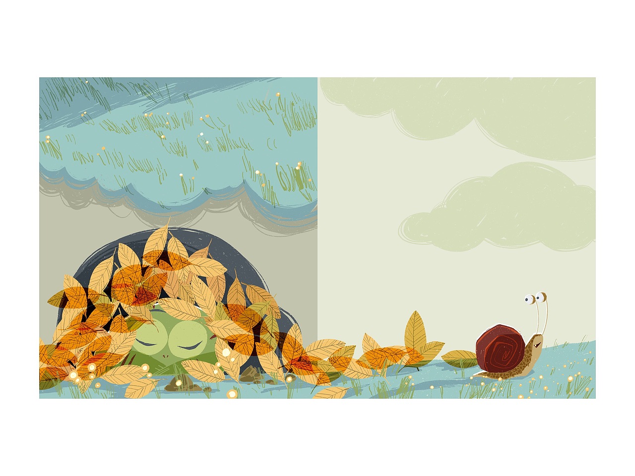 绘本故事《青蛙与蜗牛》（图ZMTY3MDgzMjM2） - 绘本 - 站酷设计师九山DADA原创素材 - 站酷ZCOOL