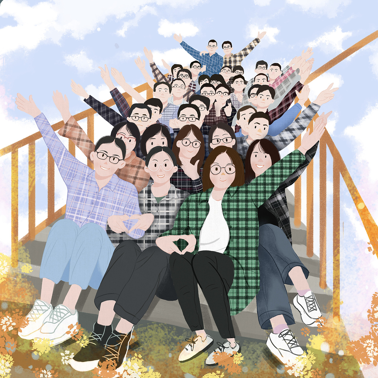 十二月插画-集体合照（图ZMjM5MDU5MTU2） - 创作习作 - 站酷设计师小小舒xiaoxiao原创素材 - 站酷ZCOOL