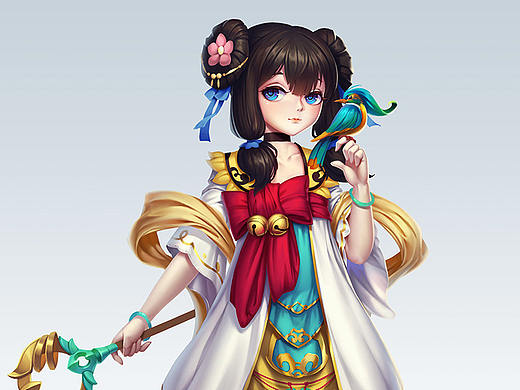 中国风角色迎客童子一枚