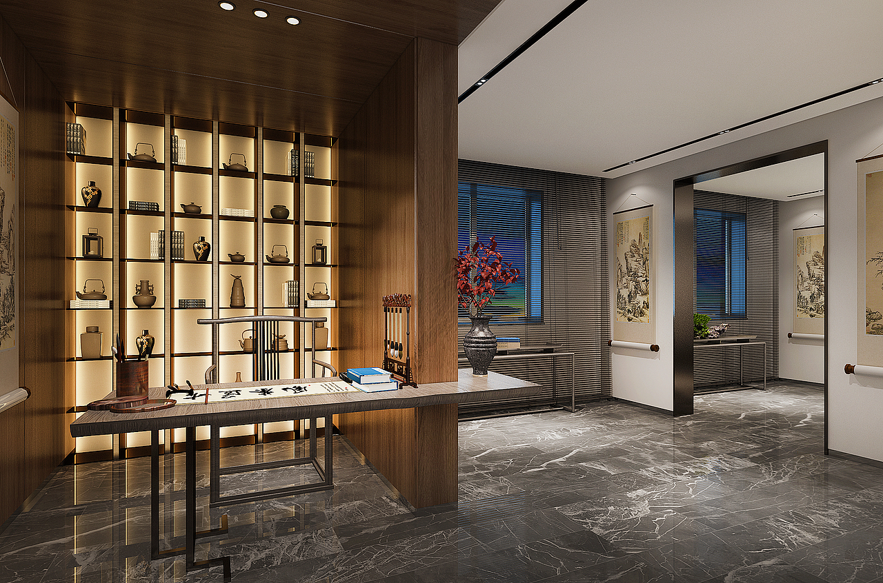 6原创作品三维其他三维工作室休息区会所书画室茶水间易森空间设计
