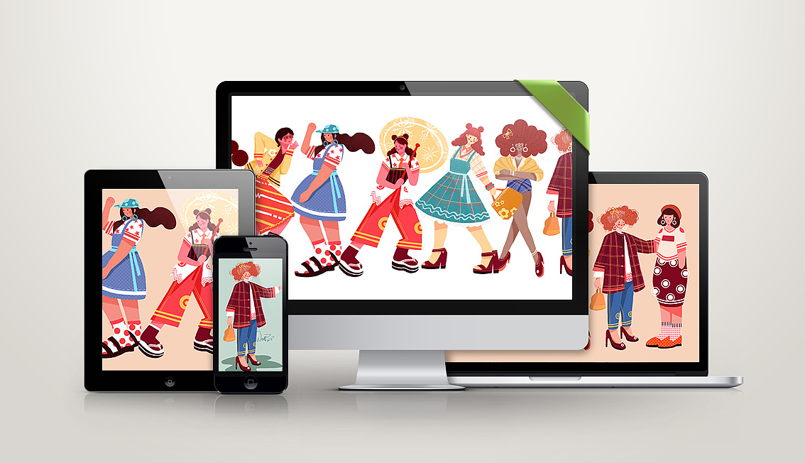 时尚人物穿搭练习（图ZMjQxOTAxMDIw） - 商业插画 - 站酷设计师周周ZhouZ原创素材 - 站酷ZCOOL