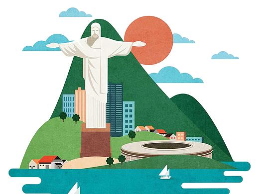 【设计回忆录】05巴西世界杯举办城市旅游插画地图