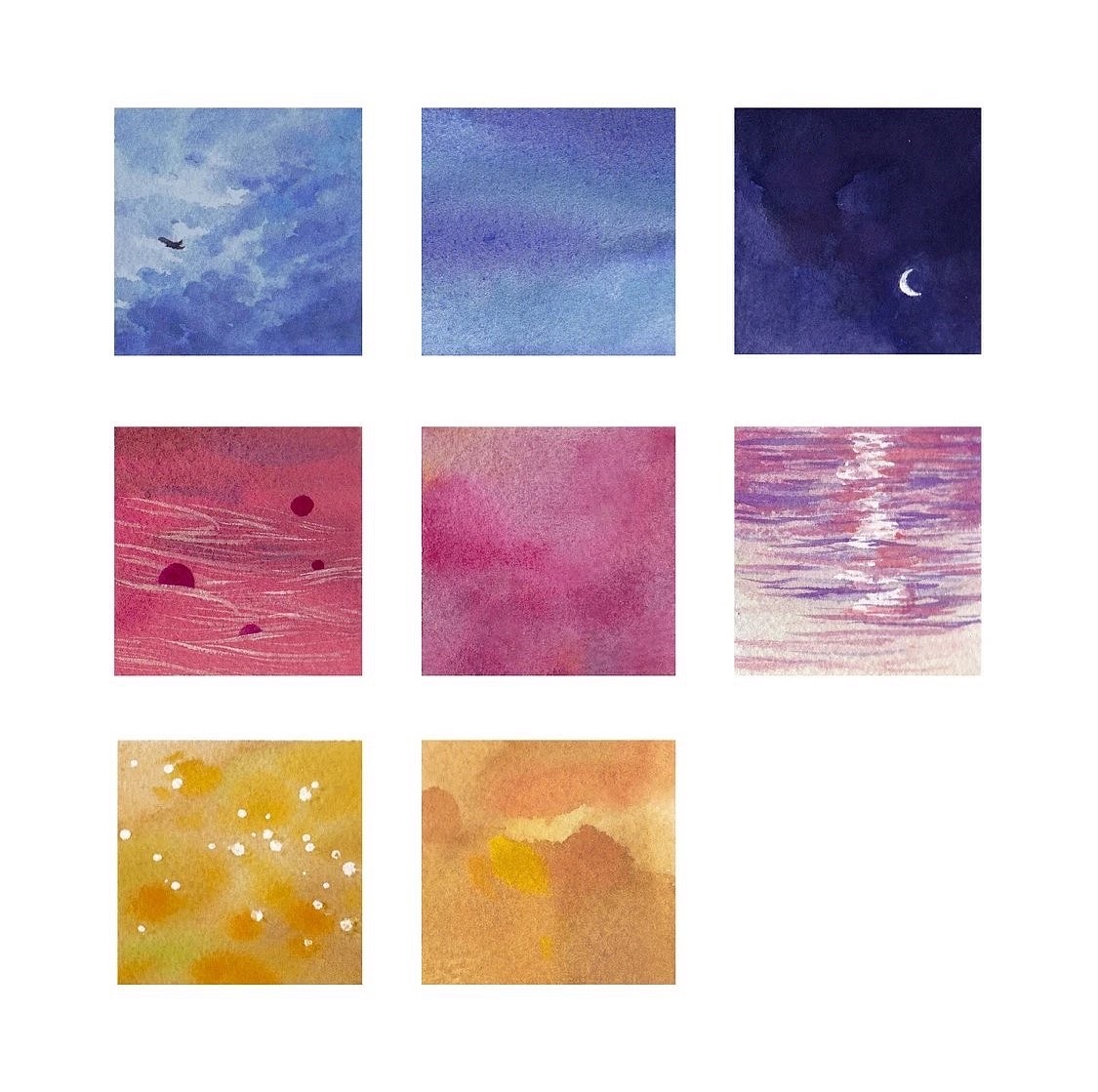 《情绪速写》水拓画 与 颜彩 4×4cm卡片胶带（图ZMjIyNzE4NzY4） - 绘画 - 站酷设计师河野尾原创素材 - 站酷ZCOOL