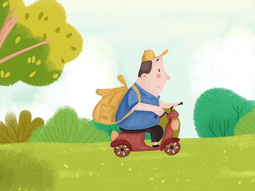 小男孩背包骑车插画动效（个人主页-ZNDM1MzIyMjA=） - 儿童插画 - 站酷设计师z背包客原创素材 - 站酷ZCOOL