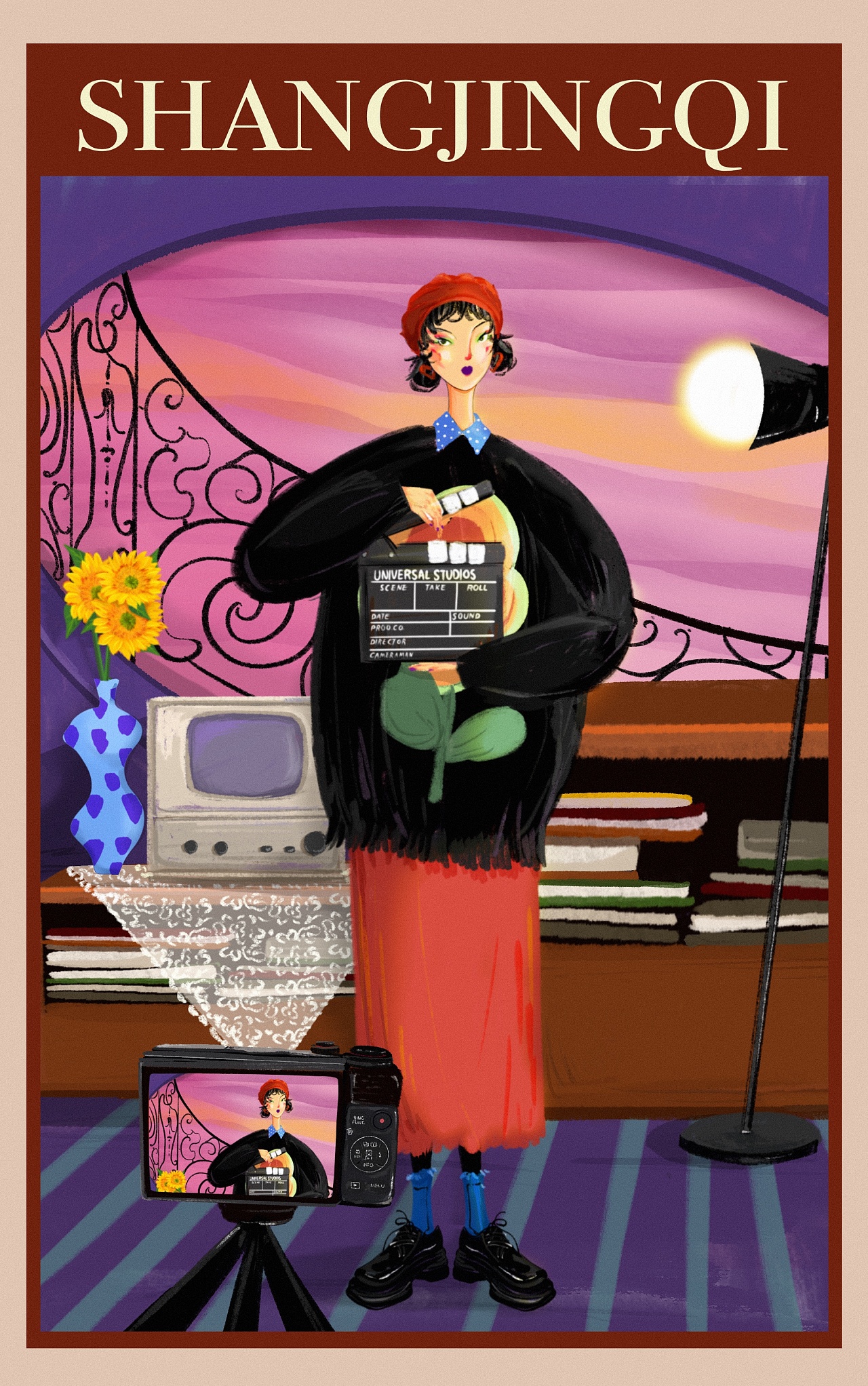 复古杂志风插画