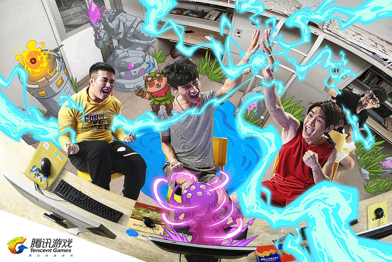 腾讯游戏－纷享快乐平面插画（图ZMjMyNzg3NTY=） - 商业插画 - 站酷设计师sanc1989原创素材 - 站酷ZCOOL