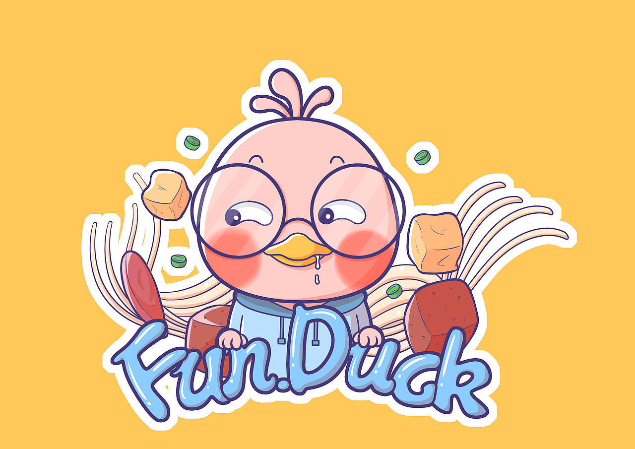 嗨皮鸭鸭血粉丝汤未使用包装设计（图ZMjI2NTgwOTk2） - 商业插画 - 站酷设计师Free猫原创素材 - 站酷ZCOOL