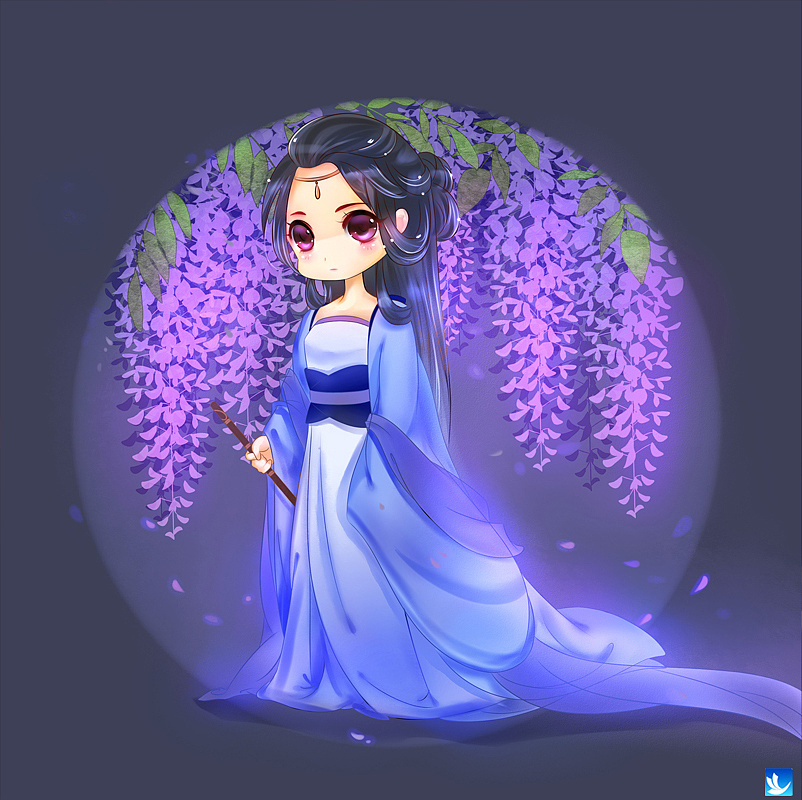 奇幻插画原创——紫月q版