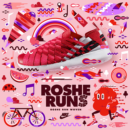 NIKE——ROSHE RUNS店内海报及网站插图设计