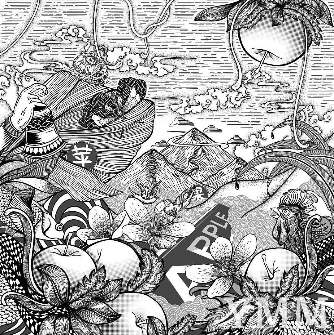 苹果主题 版画风格插画 个人练习（图ZMjE3Nzk5NDgw） - 商业插画 - 站酷设计师插画师YMM原创素材 - 站酷ZCOOL