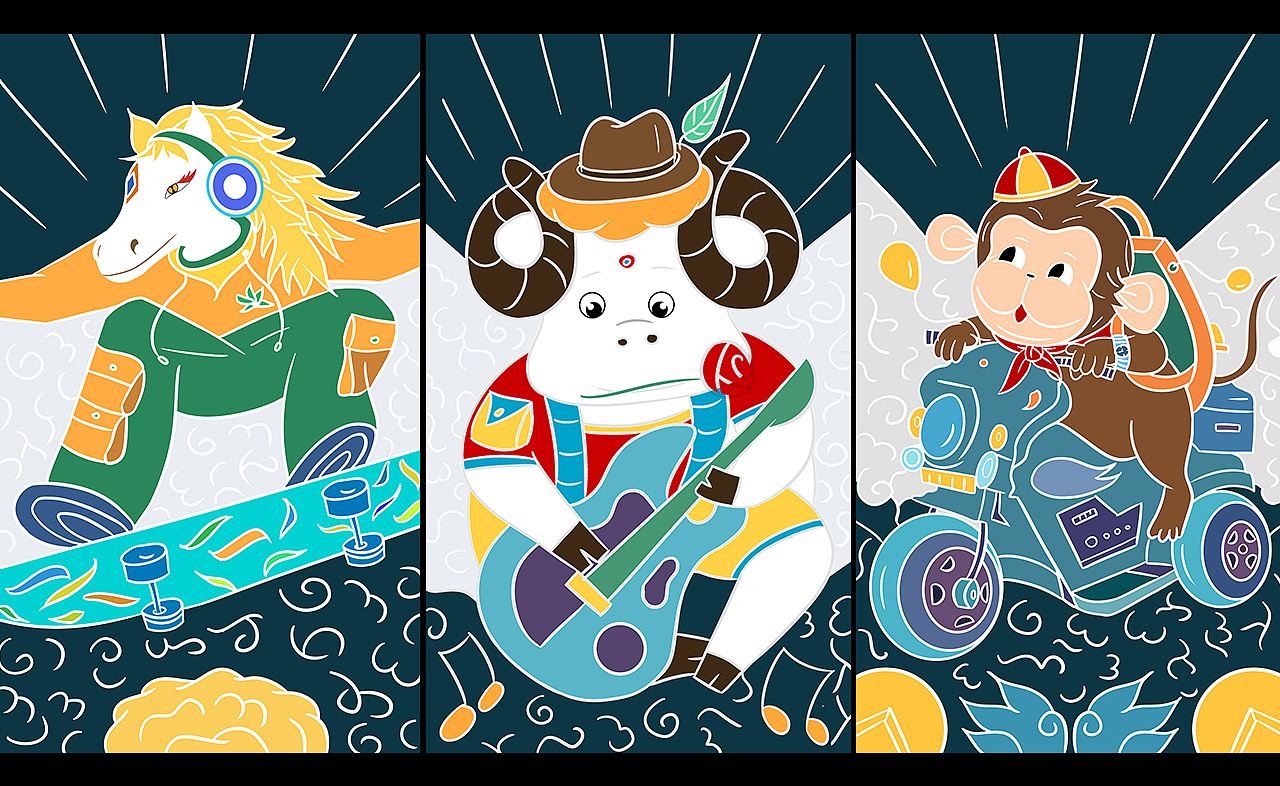 十二生肖国潮插画|插画|商业插画|丸小碗 - 原创作品 - 站酷 (zcool)