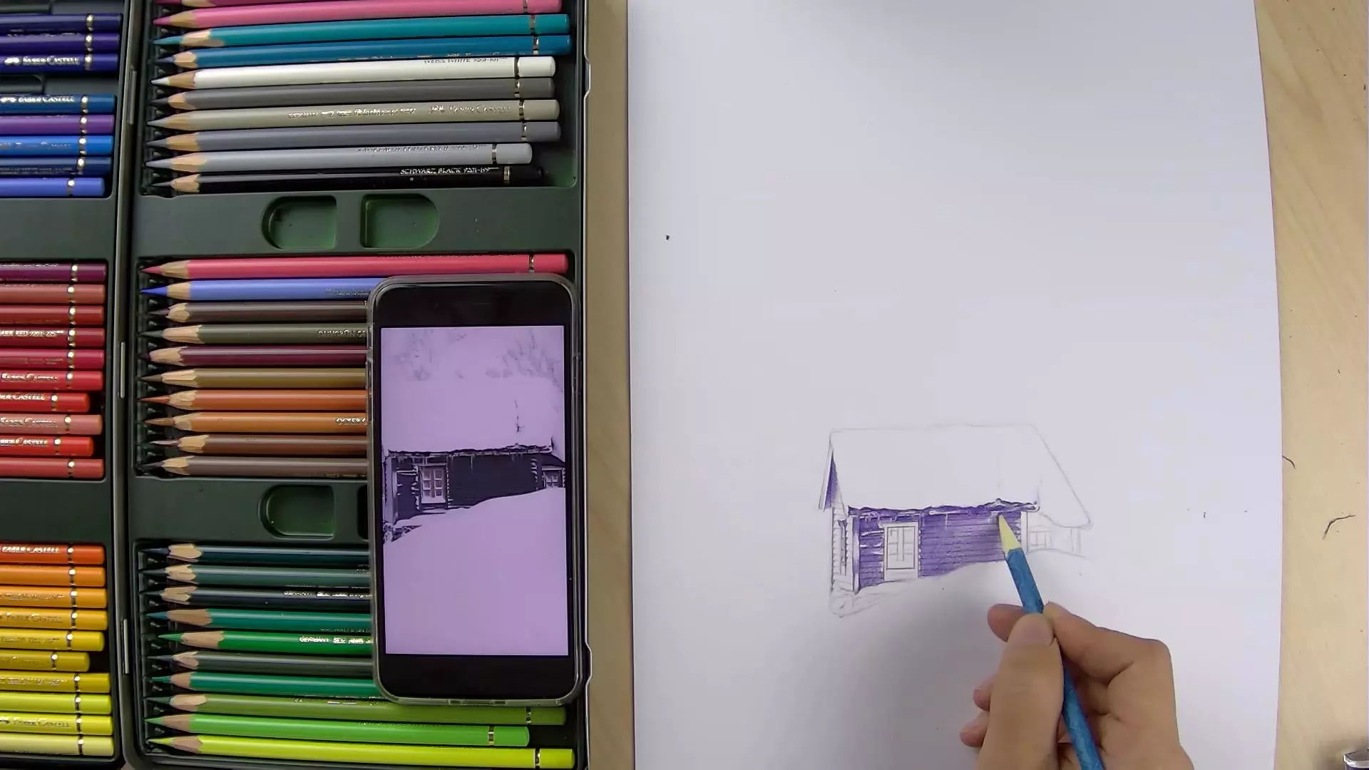 彩铅| 雪景这样画,简单唯美