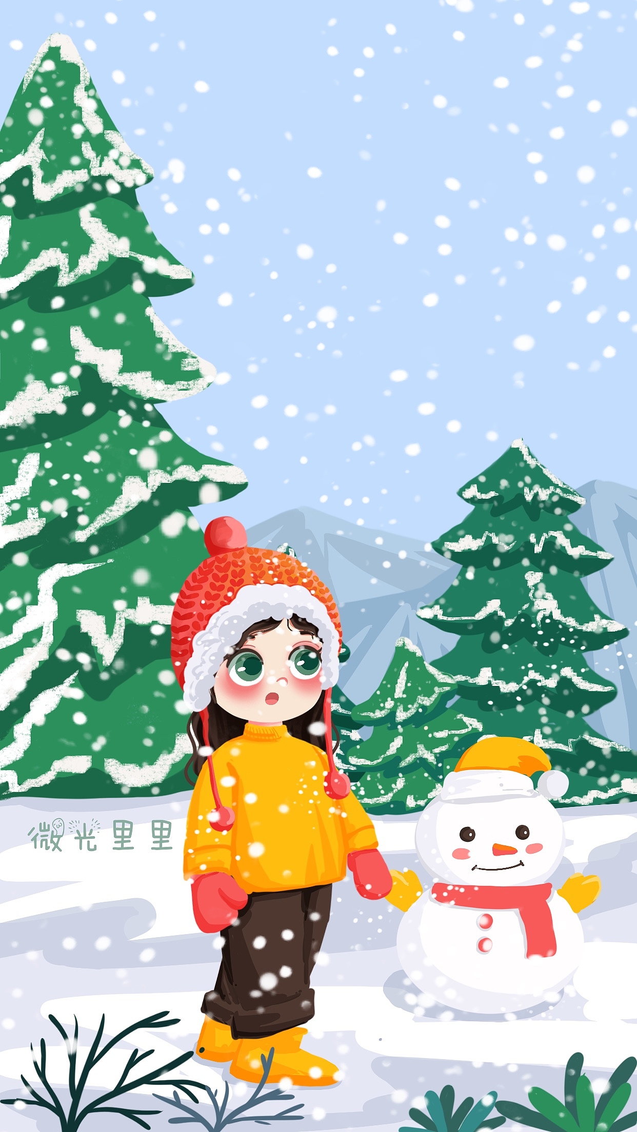 儿插（冬天）（图ZMjc1OTIxNzk2） - 儿童插画 - 站酷设计师微光里里原创素材 - 站酷ZCOOL