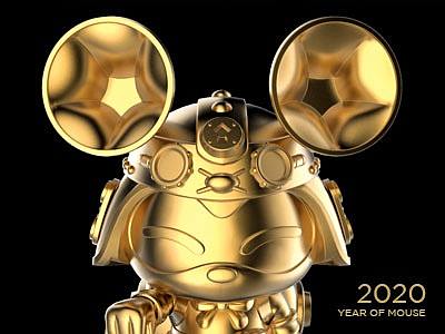 庚子锦鼠！2020YY主播限量纪念品-蒸汽朋克风摆件设计