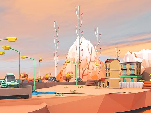 低多边形风场景  去年的作业