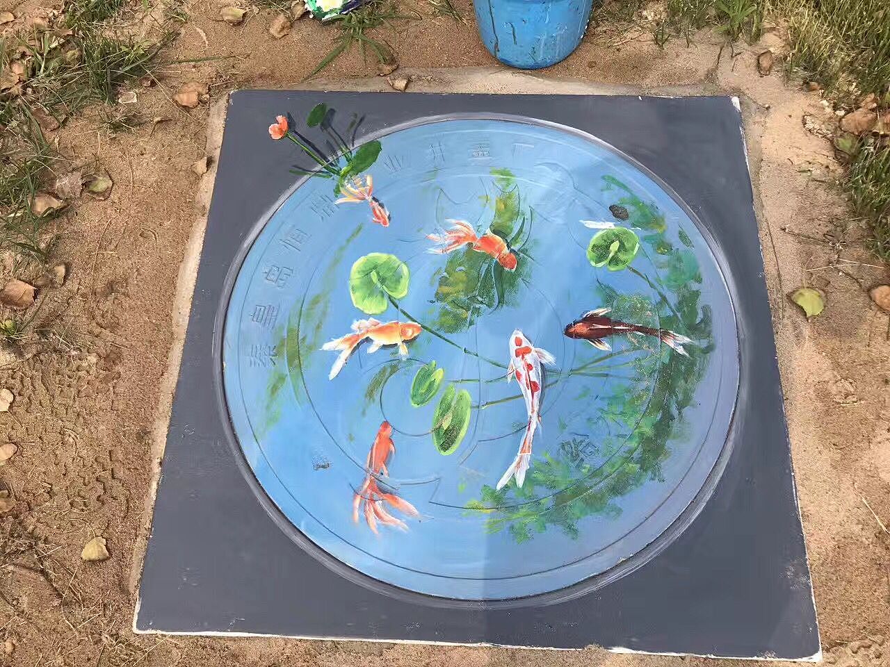 脚下的井盖变了样，它是你可以想象到的任何3D艺术美化（图ZOTYxNDE3MTI=） - 景观设计 - 站酷设计师北京金盛博创3D画原创素材 - 站酷ZCOOL