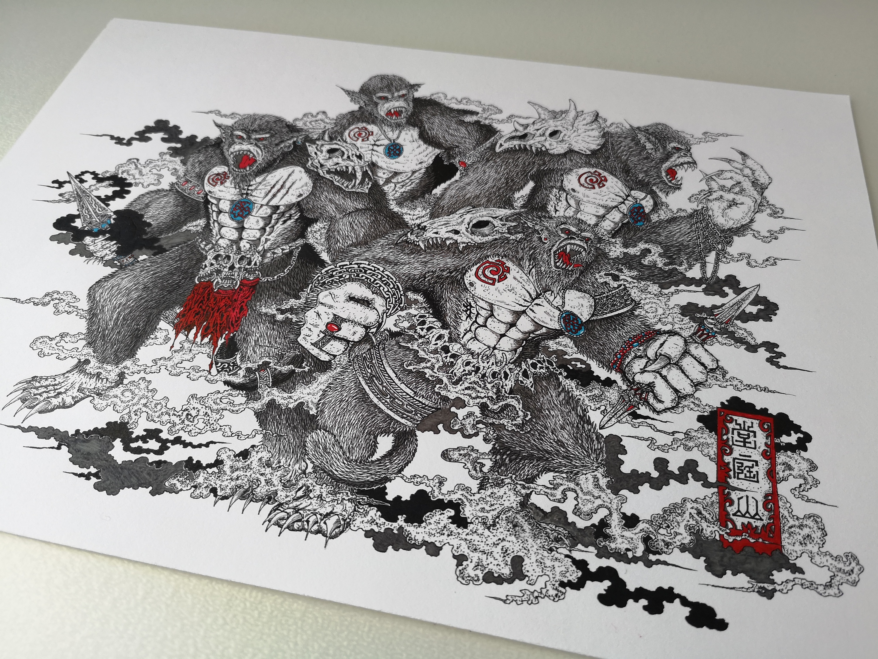 03毣柞山海-堂庭山-白猿|插画|插画习作|手绘新人 - 原创作品 - 站酷