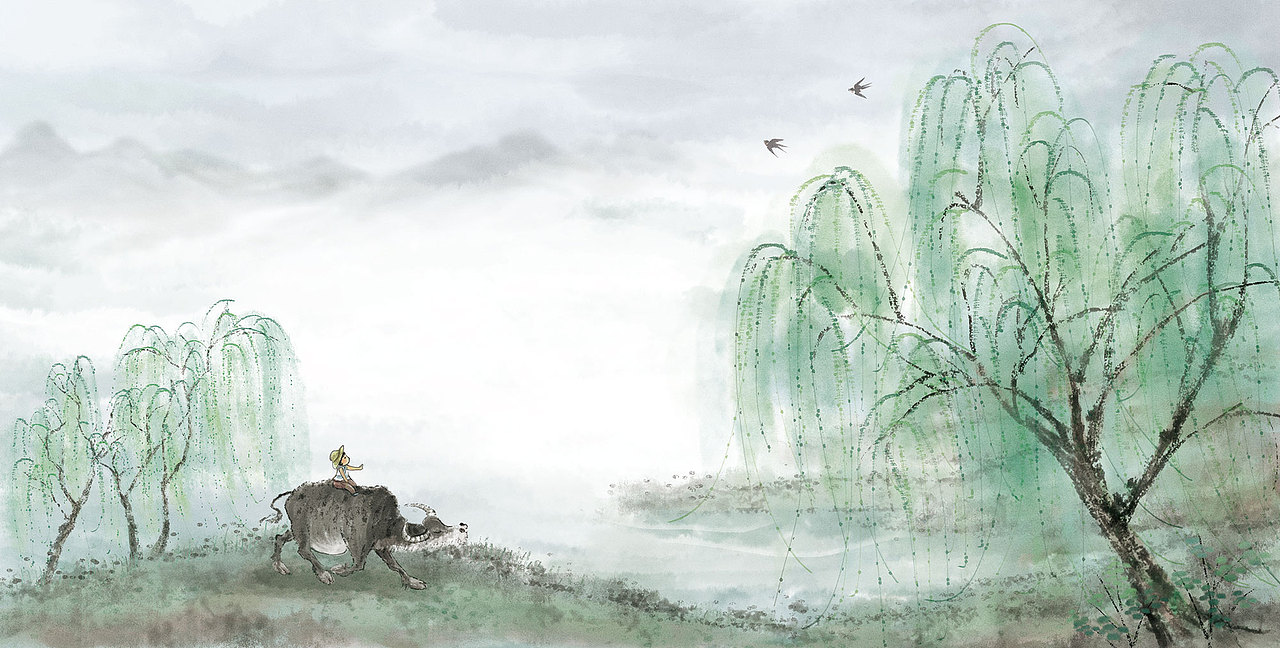 水墨画《小古文-我的第一套部编版文言文背诵书》