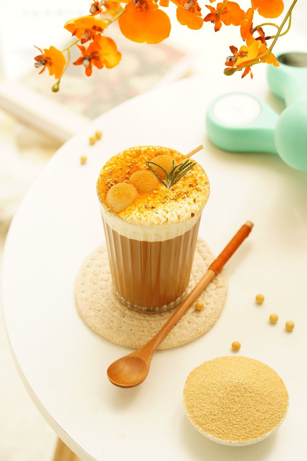 美食摄影 熟黄豆粉