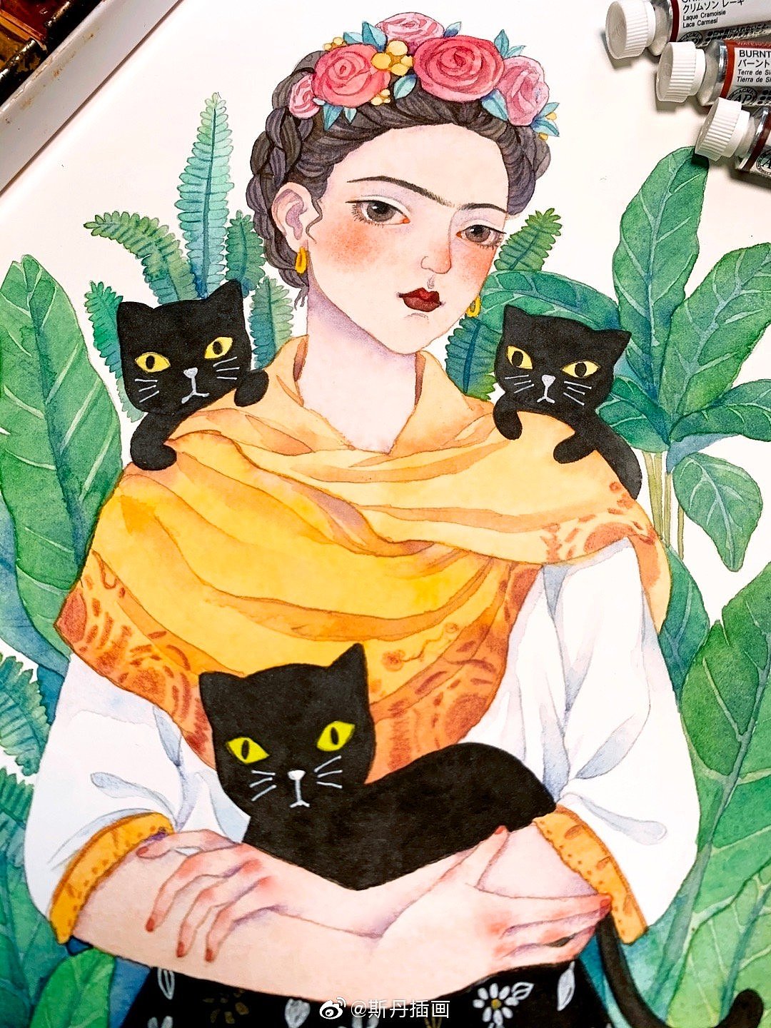 春天里的小妇人（图ZMjA0NTIyNjY0） - 艺术插画 - 站酷设计师斯丹在画画原创素材 - 站酷ZCOOL