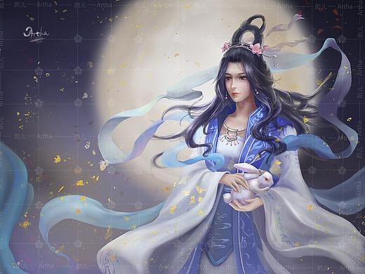 嫦娥（个人主页-ZNTMwMDc1ODA=） - 商业插画 - 站酷设计师酌儿原创素材 - 站酷ZCOOL
