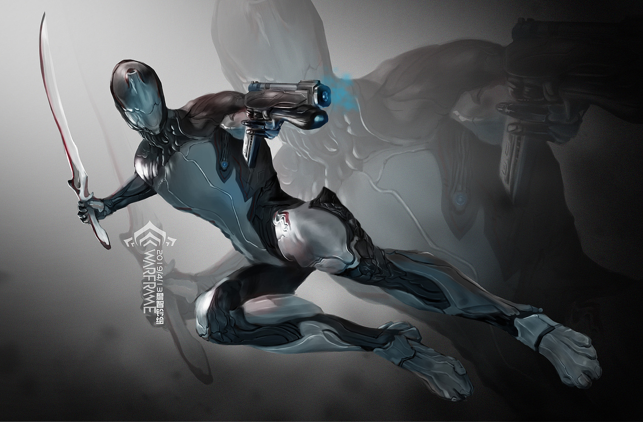 星际战甲warframeexcalibur战甲誓约圣剑插画临摹