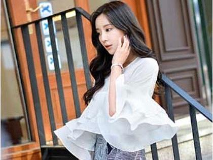 韩版甜美小清新雪纺衬衫上衣