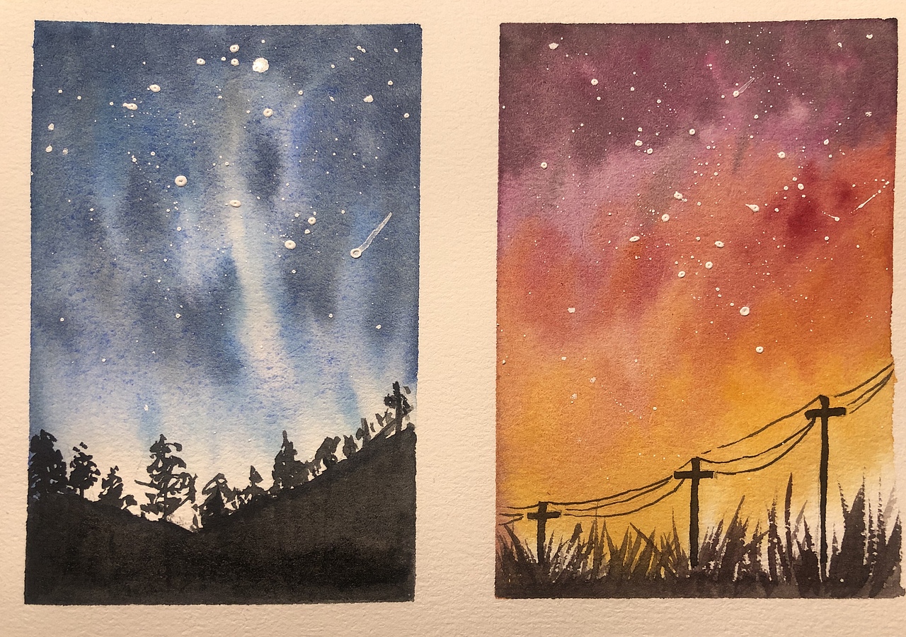 水彩风景画（图ZMjAxNjYyMTIw） - 艺术插画 - 站酷设计师若夏_原创素材 - 站酷ZCOOL