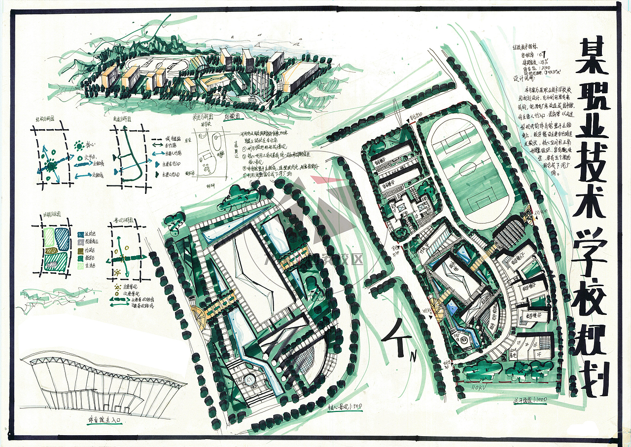 学校规划设计--大禹手绘规划快题优秀作品欣赏（图ZMjEyMzY1Mjg0） - 其他空间 - 站酷设计师大禹手绘原创素材 - 站酷ZCOOL