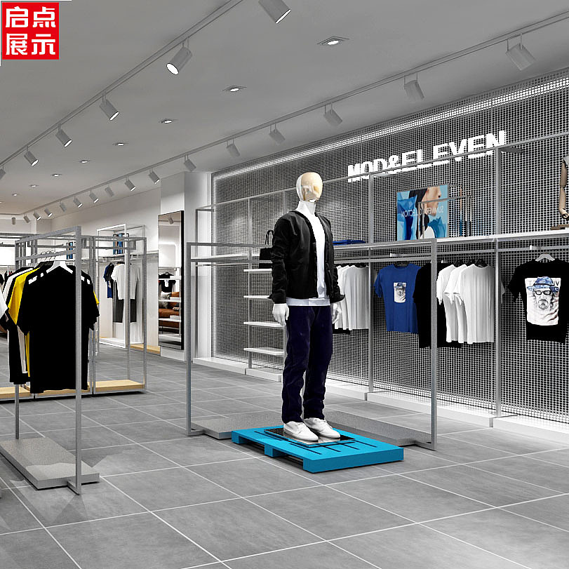 中高端的潮流男装店货架装修效果图