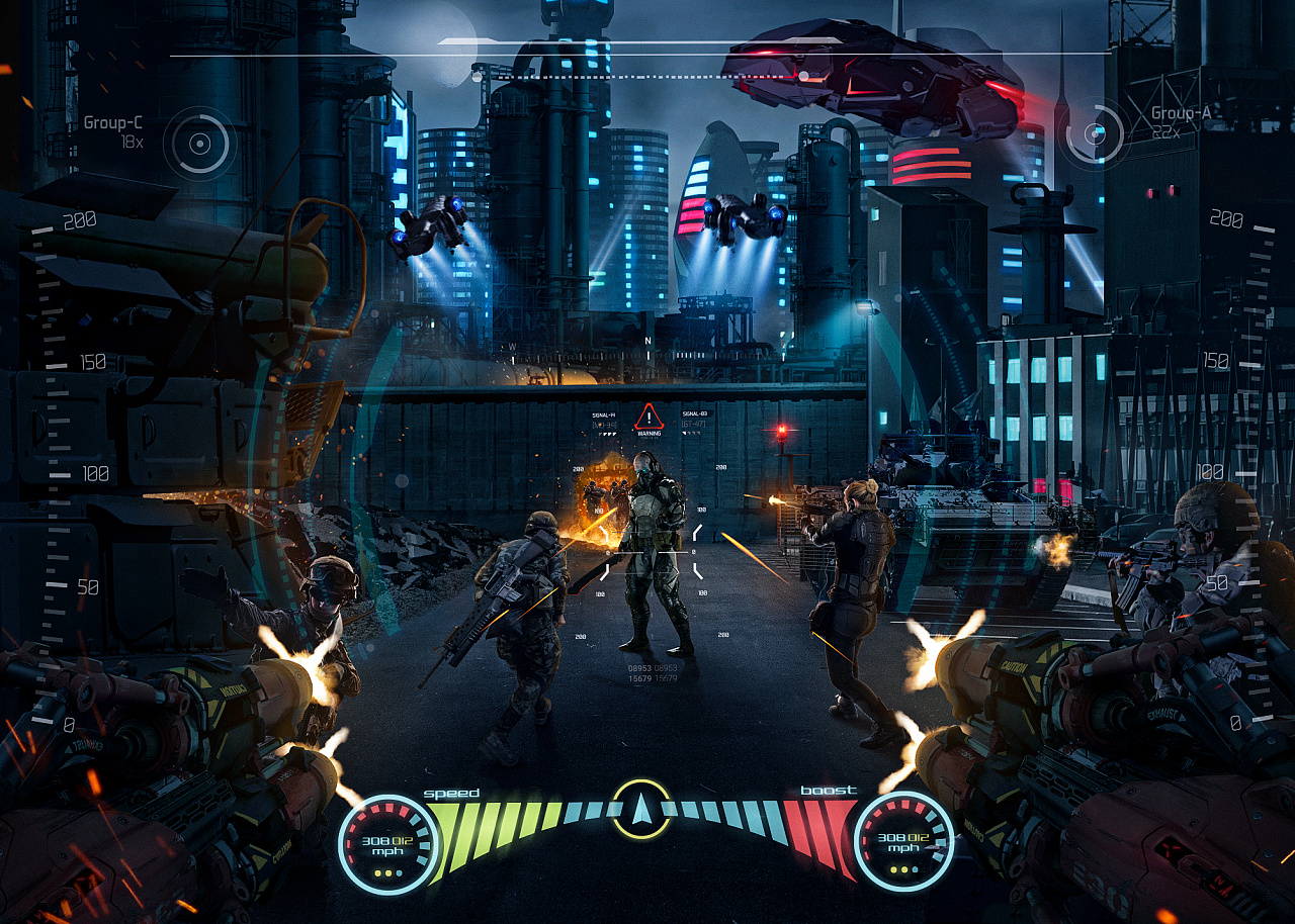  科幻场景游戏海报合成