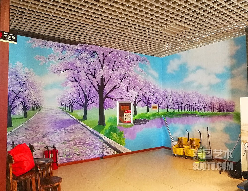 中国海洋大学潮音餐厅墙绘-海洋/自然/动物