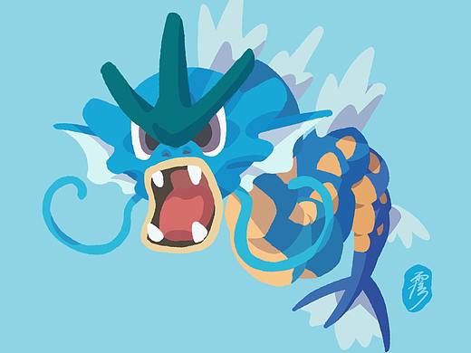 宝可梦暴鲤龙扁平风插画头像（个人主页-ZNjIxOTk2MzI=） - 创作习作 - 站酷设计师雨悸Yuki原创素材 - 站酷ZCOOL