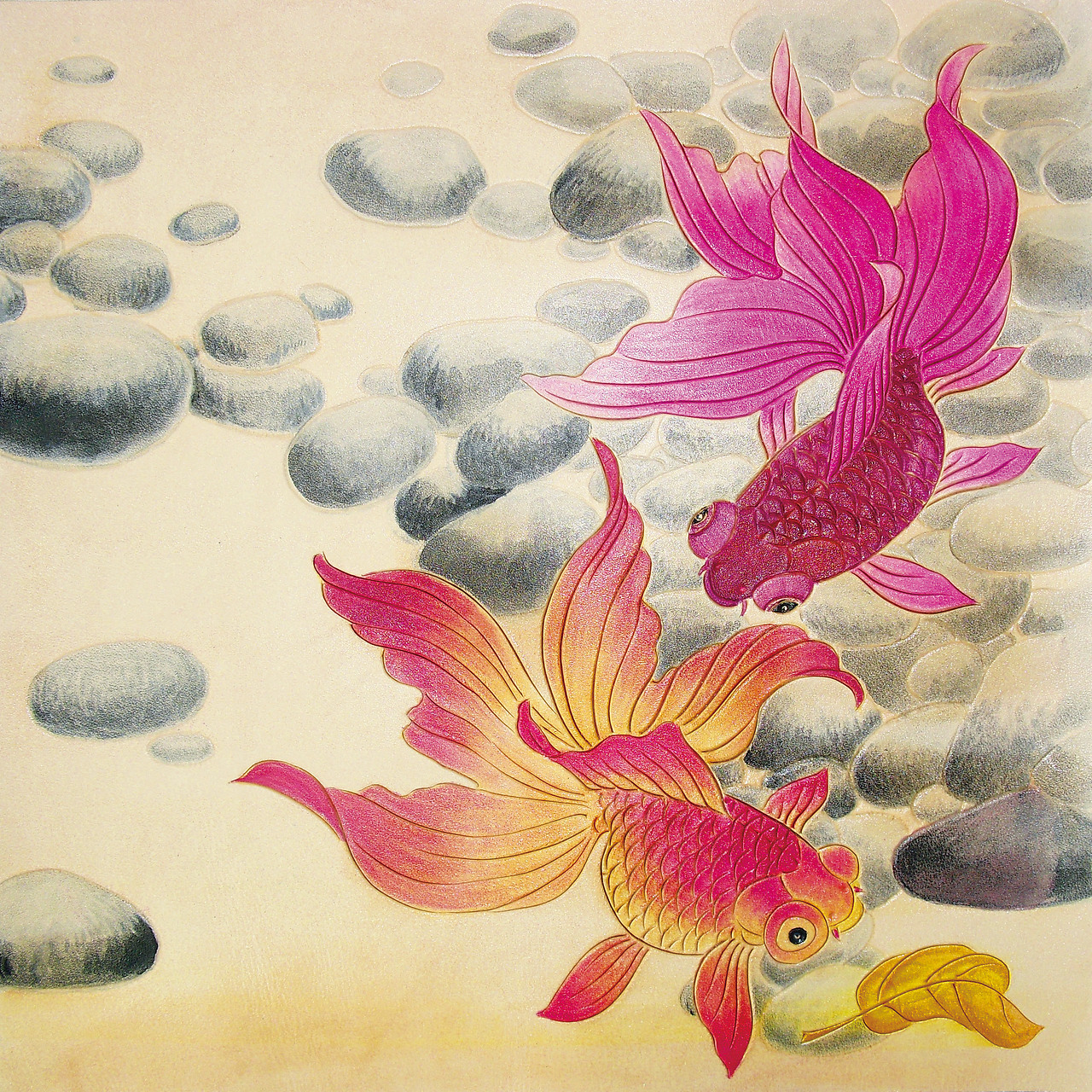 一个长夹面。本是一幅工笔国画,略做修改。已售。