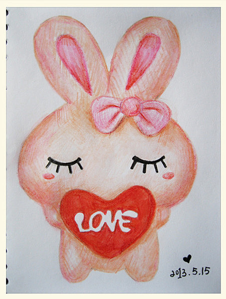 O ∩_∩ O 水溶彩铅涂水后又画了一遍线条,线条显得粗糙了点~