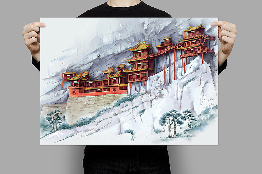 悬空寺旅游手绘地图创作71粉丝15153广州 | 插画师吉里创作22粉丝