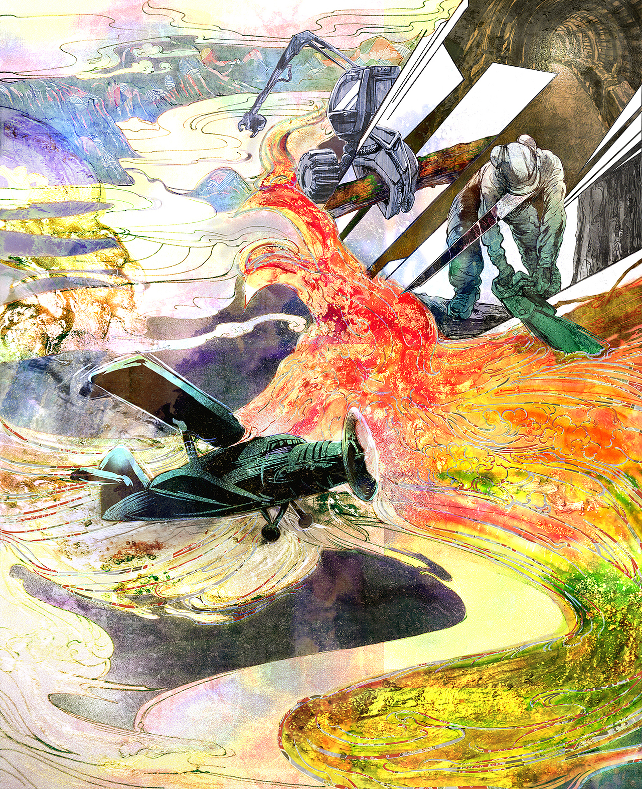 几个世纪以来,云南山谷的村庄一直在与世隔绝的美景里和睦地繁荣着。比翼鸟犹如村落的守护神,在冬天结束时祂们会壮丽地出现在天空中,飞过迂回的怒江,为下一年的丰收播撒富饶。
<br>直到某一天,疯狂开采的人们以机械把村民的宁静平和砸得粉碎。人们在贪婪的欲望中夺取财富……沿河的土地和森林的开发把这个昔日的和平天堂的神秘平衡破坏了。<br><br>突然,比翼划过天际,宛如暴怒的君王,从祂们的双翼中激起一股从未见过的暴风,祂们似乎在向不受欢迎的人发泄怒火,以图将之赶出祂们的领域。<br><br>然而盘旋的无人机击中了祂们。 比翼在巨大的撞击中被撕裂了,像磐石一般分别坠落到怒江两岸的村落里。<br><br>村民们救了祂们,给予他们悉心的照料。 比翼鸟整整昏迷了三天三夜。到了第四天,鸟儿们恢复了精神,变成了人形。