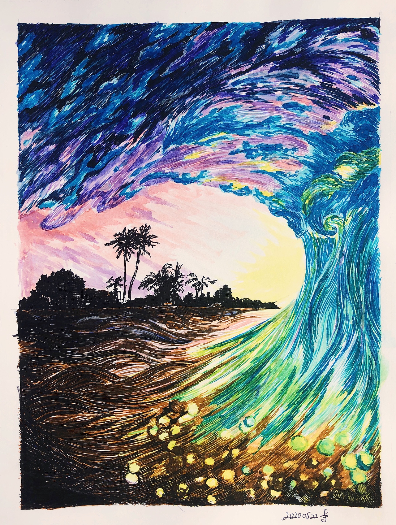 彩色钢笔风景画01|纯艺术|绘画|无恙wast_临摹作品-站酷zcool