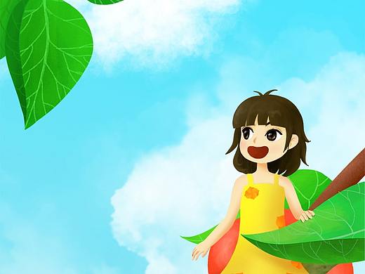 柿子树上的女孩