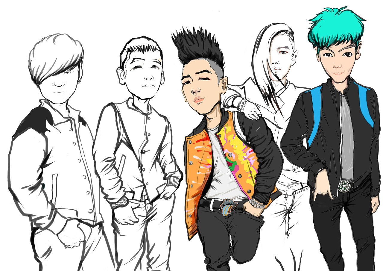 bigbang动漫形象|插画|创作习作|舞雨 - 原创作品 - 站酷 (zcool)