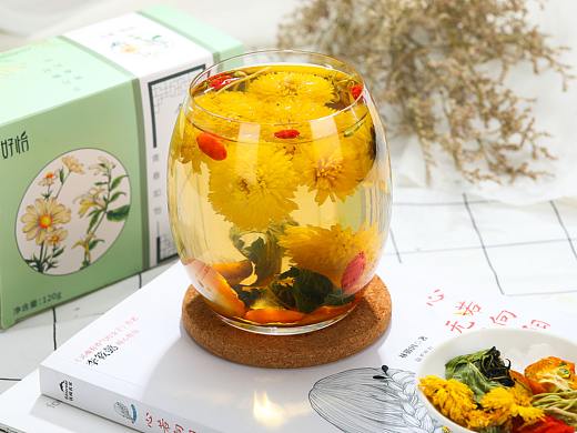 食物拍摄高调清新风格菊花金银花茶